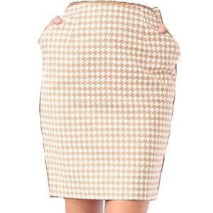 FINAL SALE Tan houndstooth pencil skirt